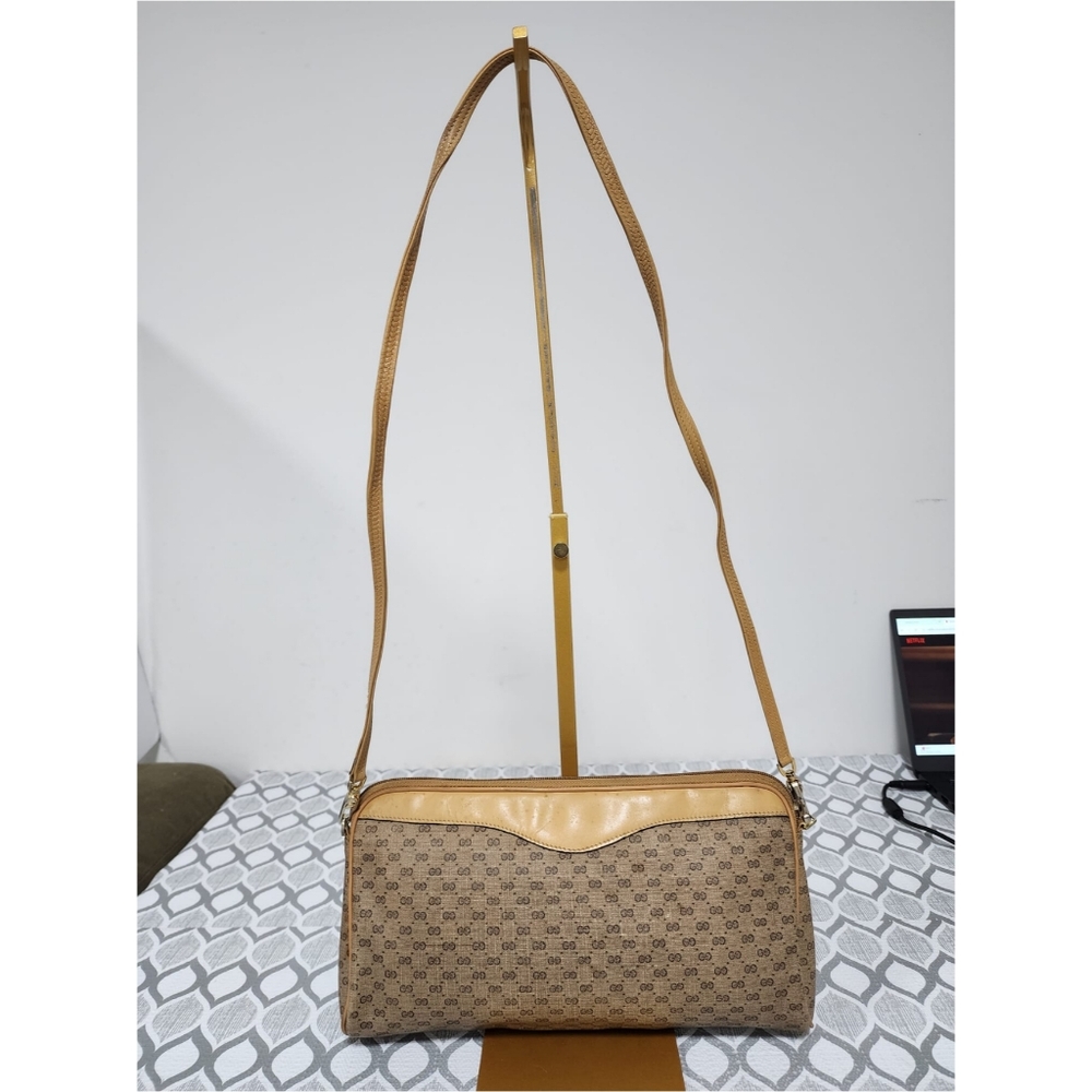 Gucci Vintage Interlocking G Shoulder Bag Brown/Beige - Picture 3 of 13